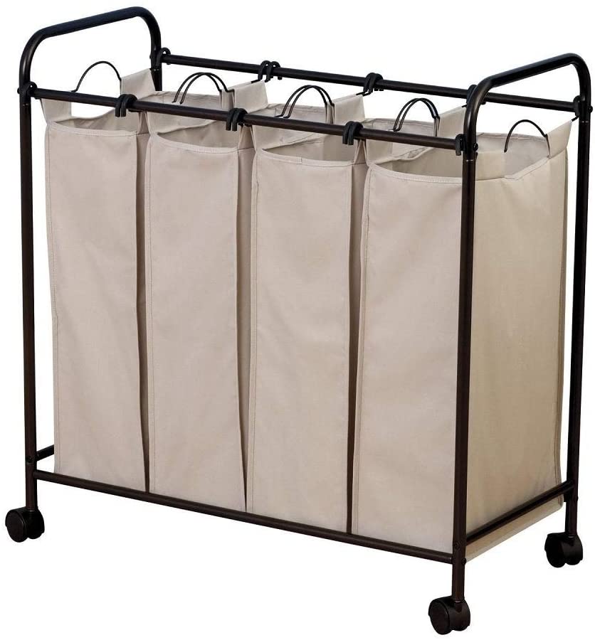 Antique Bronze Rolling Laundry Sorter/Removable