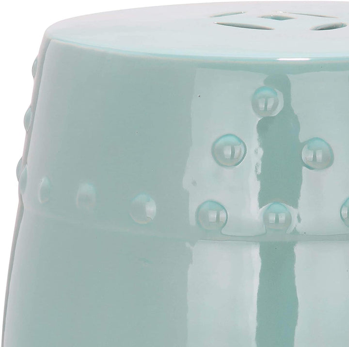 Paradise Treasures Light Blue Ceramic Garden Stool 13" X 18" Modern Contemporary Handmade