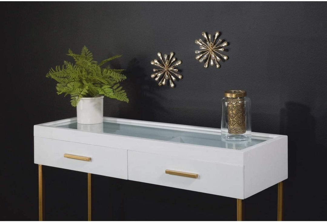 2 Piece Starburst Metal/Clear Beads Wall Art Clear Gold Modern Contemporary Acrylic Metal 3dp - Diamond Home USA