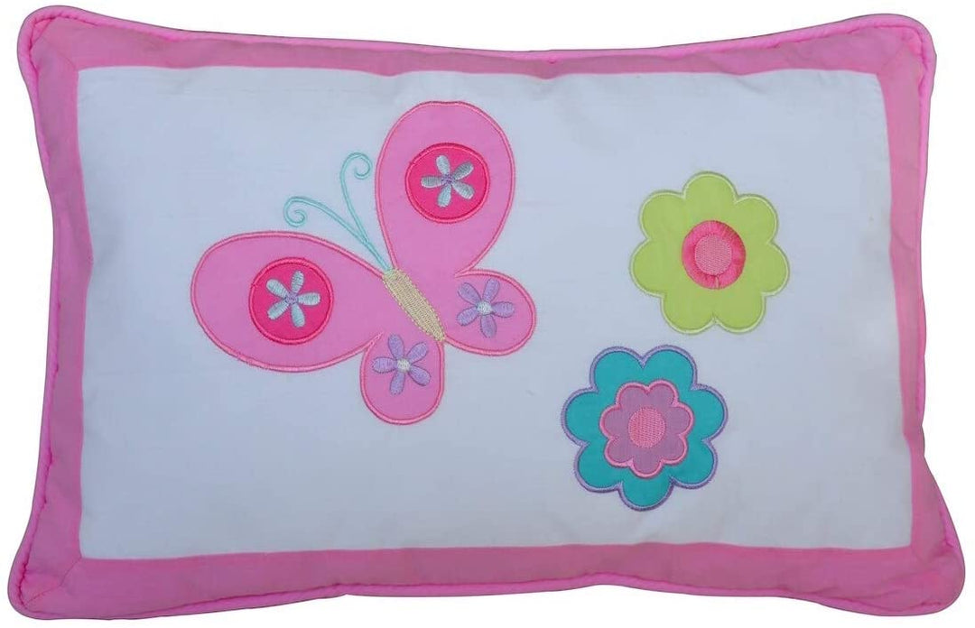 Butterfly Flower Decorative Throw Pillow Blue Green Pink
