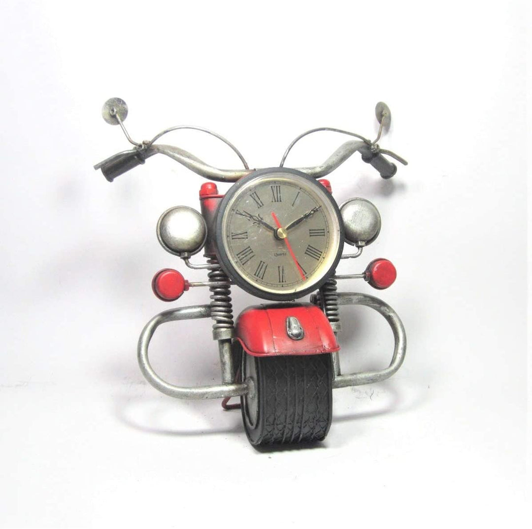 Iron Motorcycle Tabletop Clock Small Color