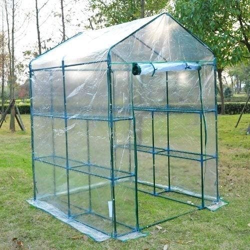 Cover/Steel Frame Outdoor Kit 8 Shelves Green Metal