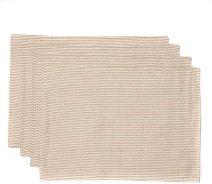 Cod Stripe Cotton 14 x 20 Placemats (Case 4) Tan Casual Rectangle - Diamond Home USA