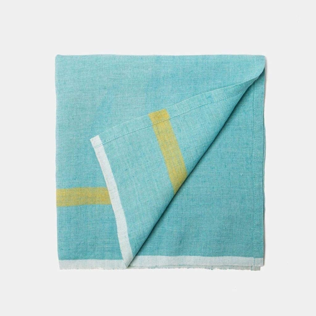 Laundered Linen Aqua/Lime Napkins 20x20 Set 4 Green