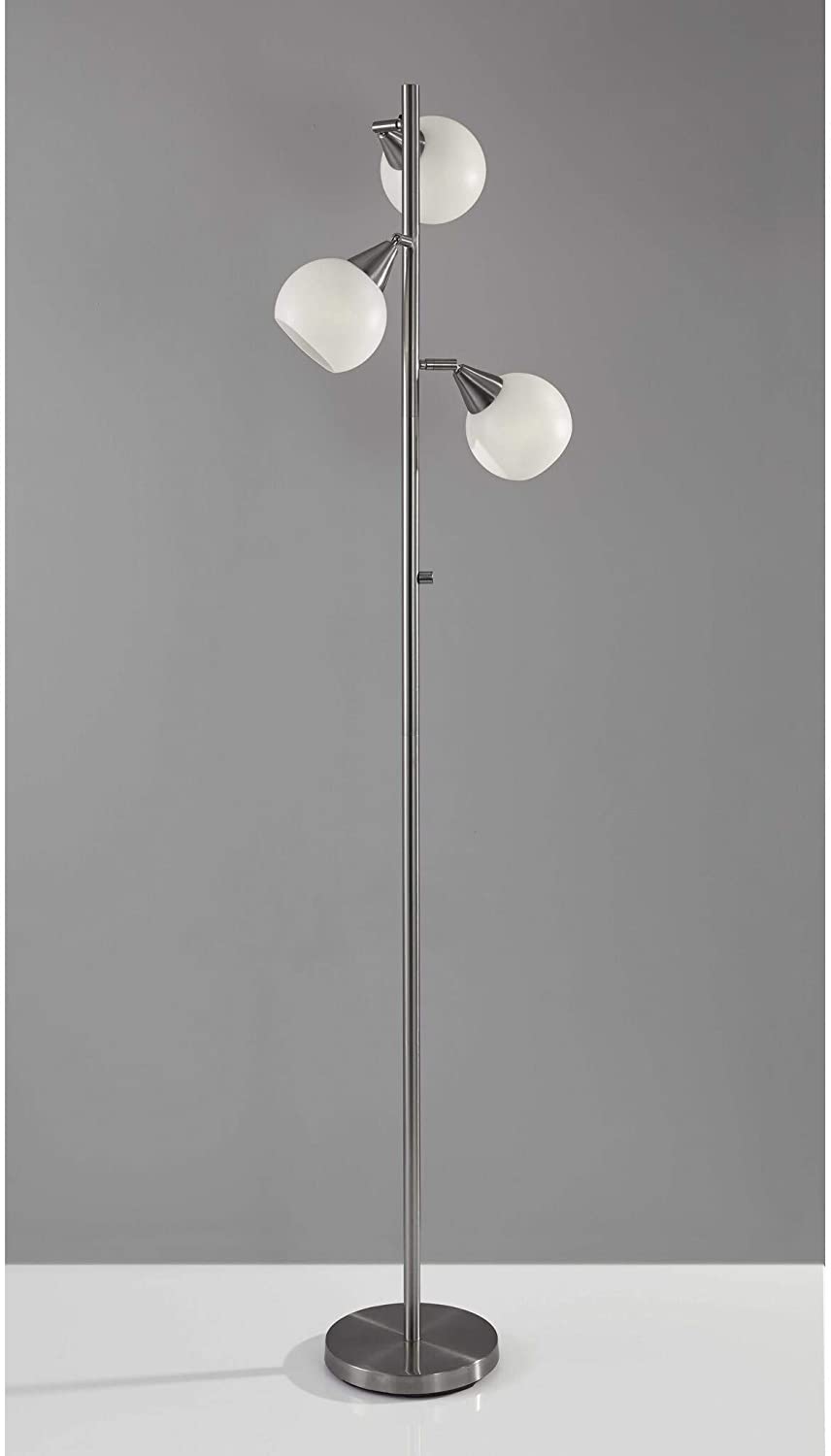 16" X 71" Brushed Steel Metal Tree Lamp 71 X 16 Modern Contemporary Nickel - Diamond Home USA