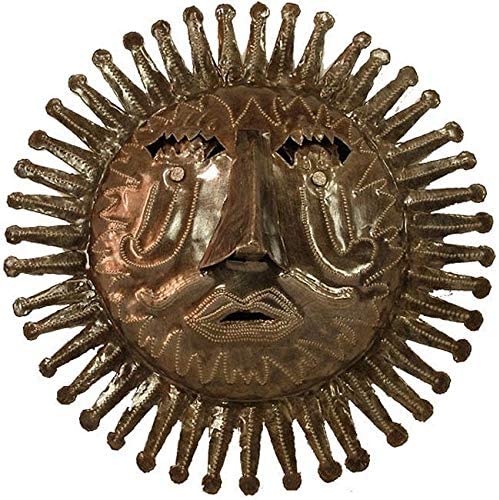 Recycled Oil Drum Natural Sun Wall Art Handmade Haiti Brown Metal