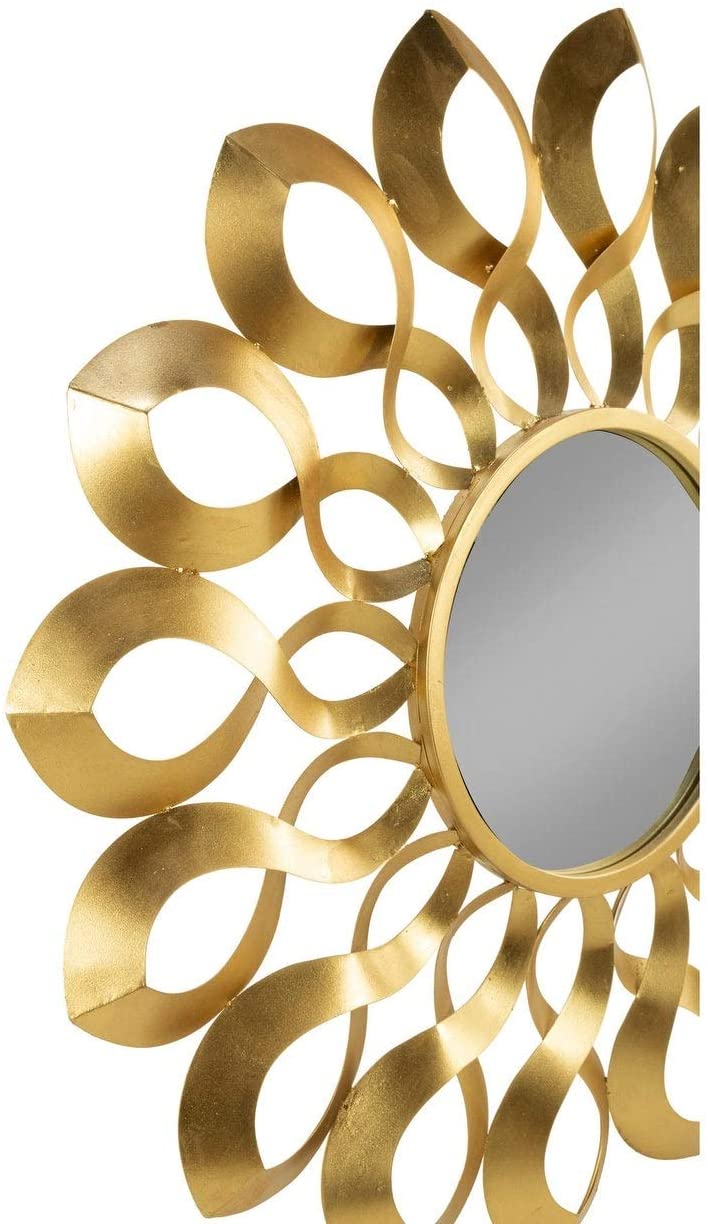 Gold Metal Wave Starburst Accent Mirror Glam Hand Painted - Diamond Home USA