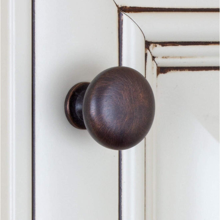 1 125 inch Oil Rubbed Bronze Classic Round Cabinet Knobs (Case 25) Brown Metal Finish - Diamond Home USA