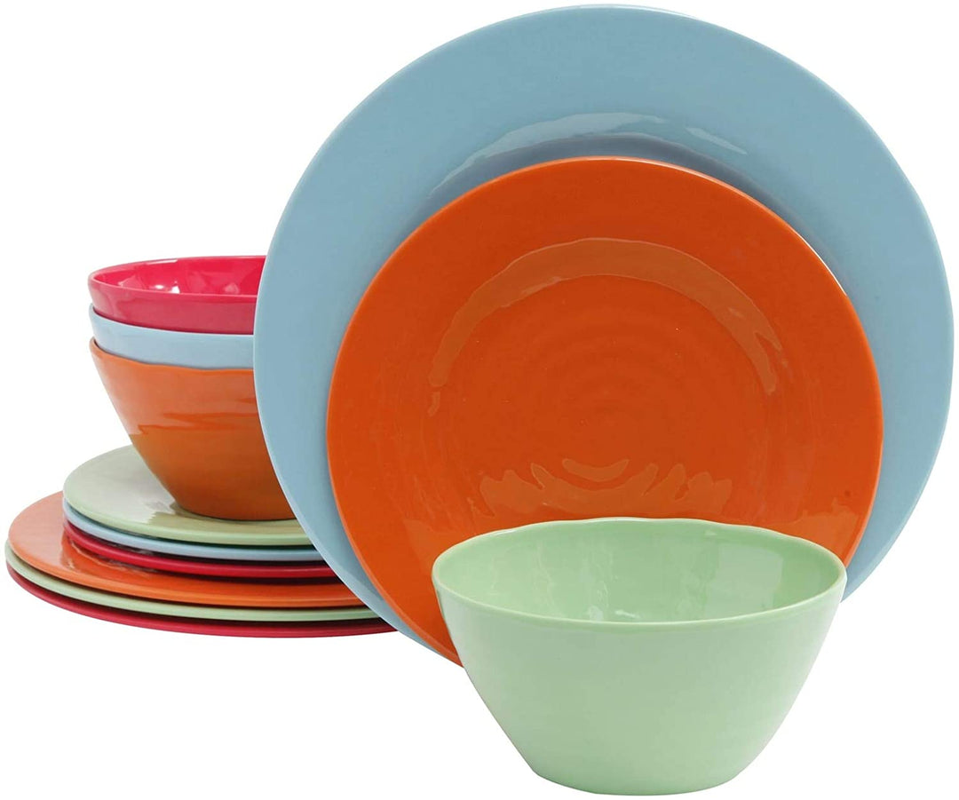 Color Burst 12 Piece Dinnerware Set 4 Solid Assorted