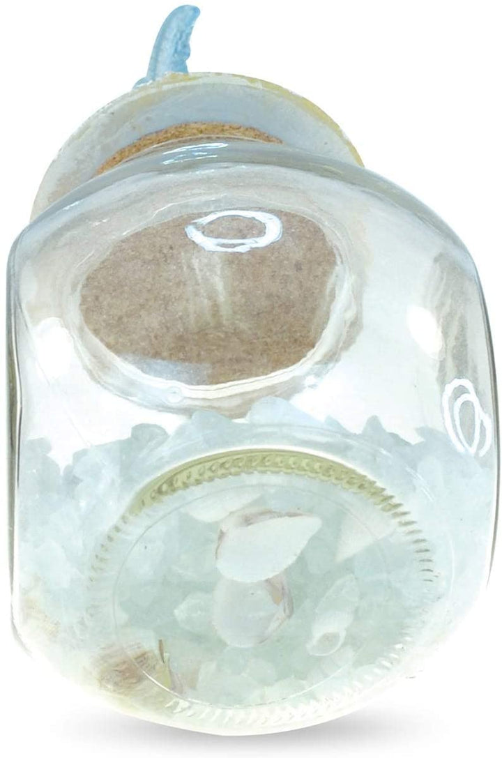 Turquoise Crystal Starfish Shell Nautical Bottle Color Glass - Diamond Home USA