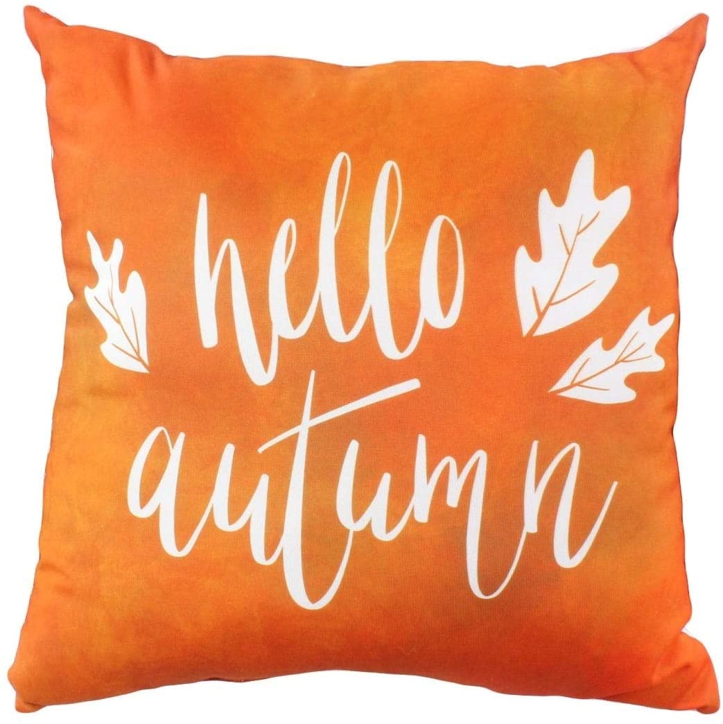 Hello Autumn Double Sided Pillow Orange Quotes Sayings