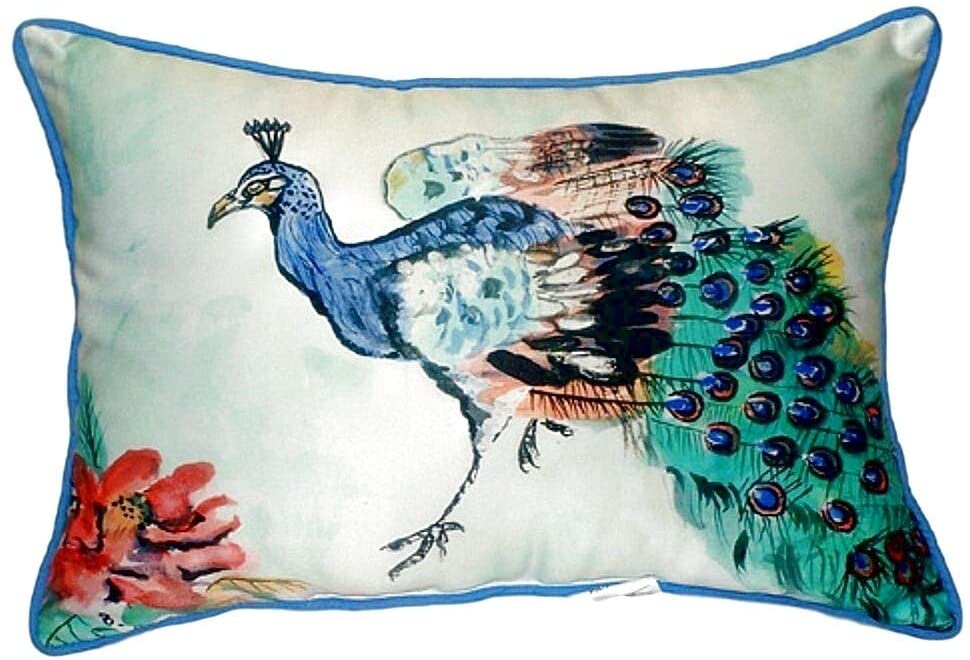 Peacock Small Indoor/Outdoor Throw Pillow Color Modern Contemporary Polyester Single - Diamond Home USA