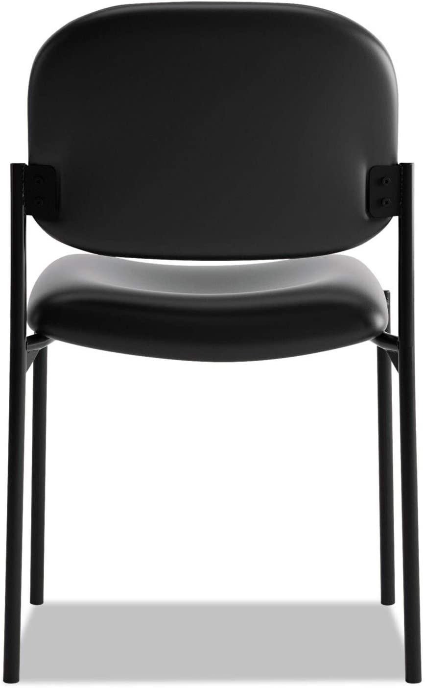 Black Leather Stacking Armless Guest Chair Modern Contemporary Steel - Diamond Home USA