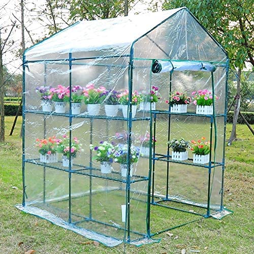 Cover/Steel Frame Outdoor Kit 8 Shelves Green Metal Plastic