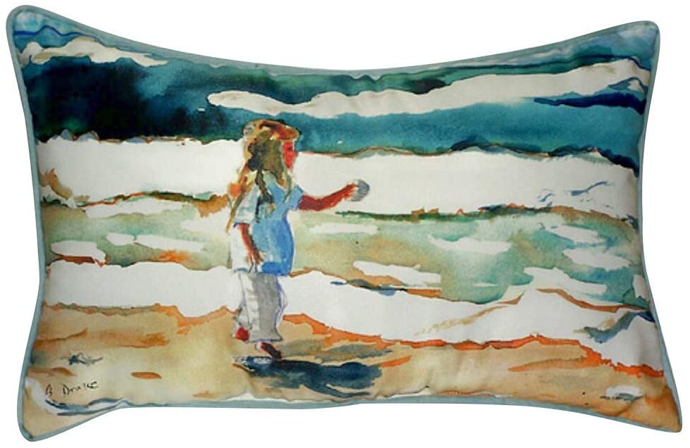 Girl at Beach 16 inch X 20 inch Throw Pillow Color Graphic
