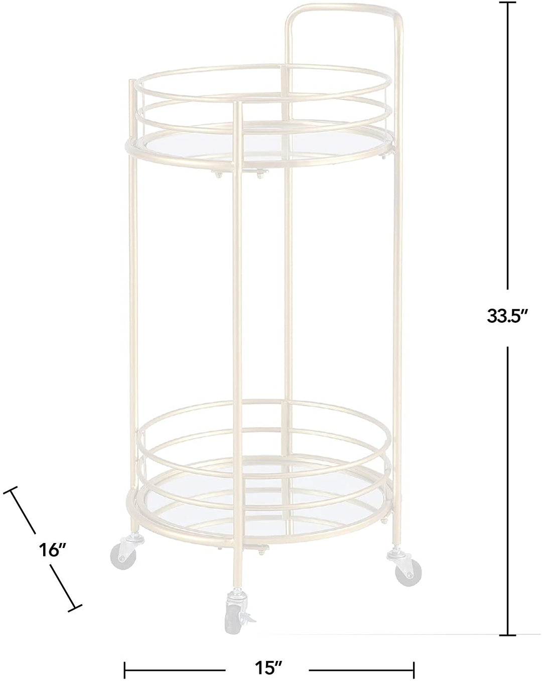 Gold Round Bar Cart American Crafted Metal 16 X 33 5 Yellow Industrial - Diamond Home USA