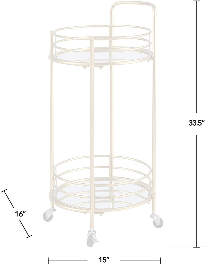 Gold Round Bar Cart American Crafted Metal 16 X 33 5 Yellow Industrial - Diamond Home USA