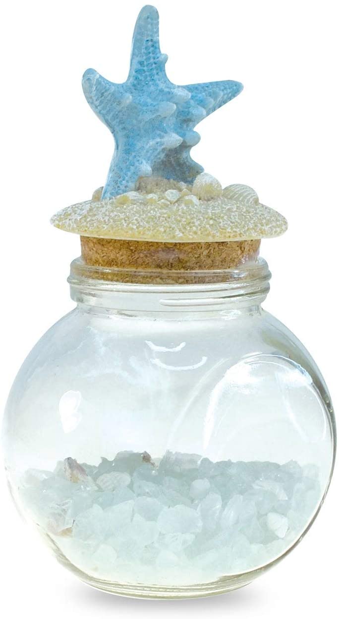 Turquoise Crystal Starfish Shell Nautical Bottle Color Glass - Diamond Home USA