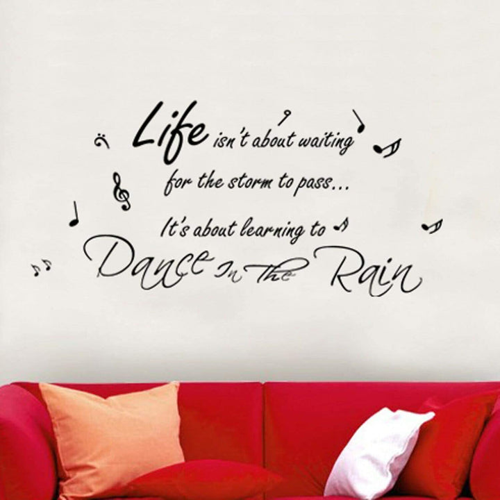 Dance Rain Quote Wall Sticker Home DIY Art Decal Black