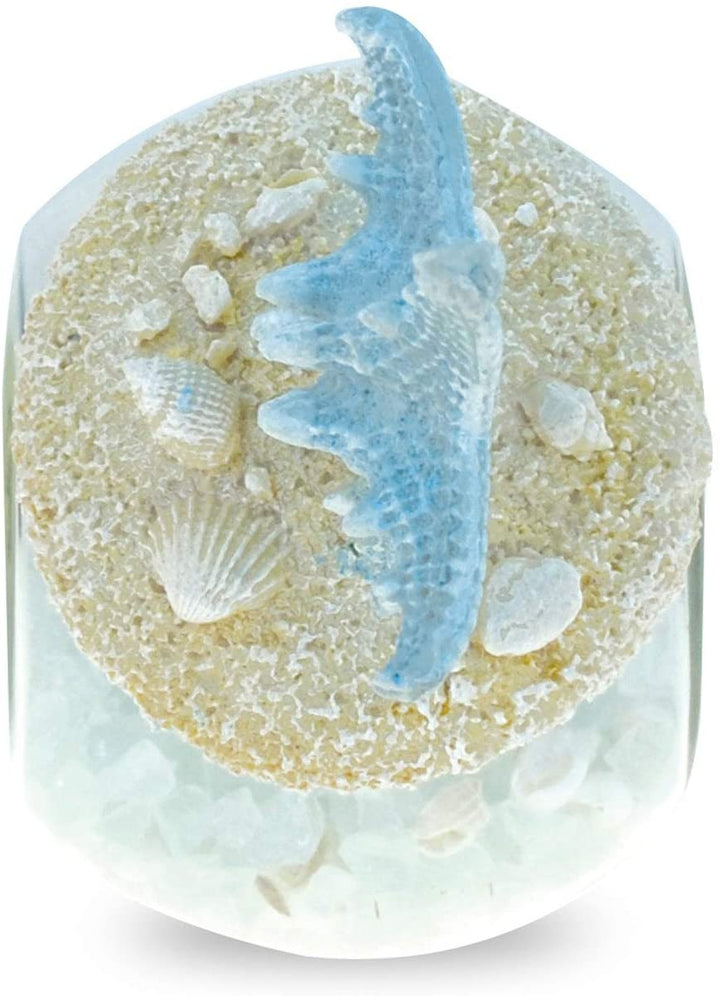 Turquoise Crystal Starfish Shell Nautical Bottle Color Glass - Diamond Home USA