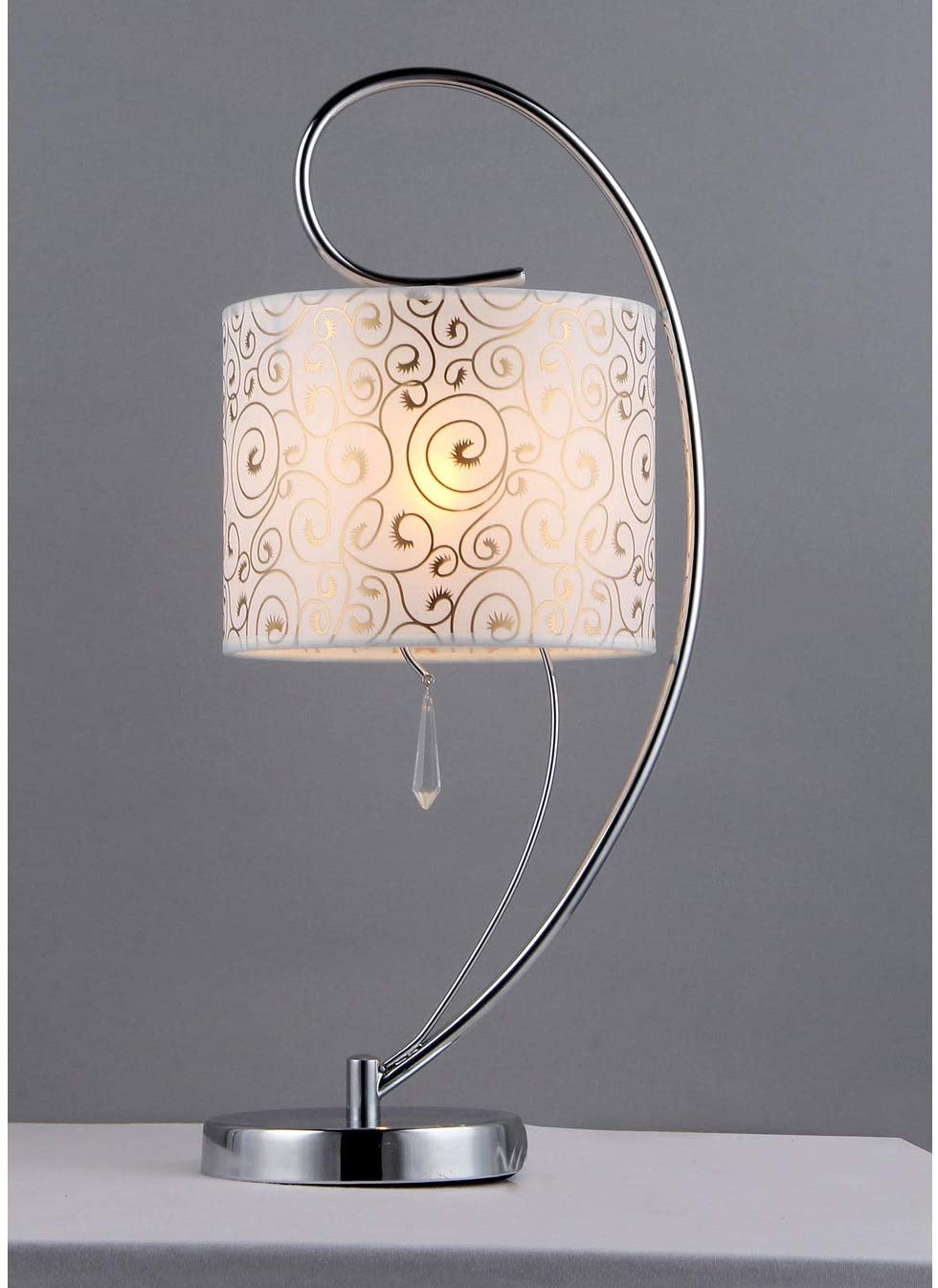 Swirl Crystal Table Lamp Grey Cream Traditional Transitional
