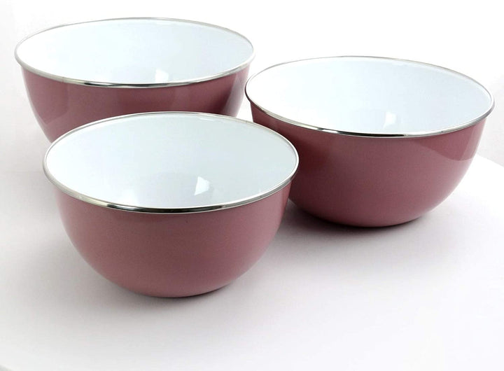 3 Piece Nesting Mixing Bowl Set Lavender Purple Steel - Diamond Home USA