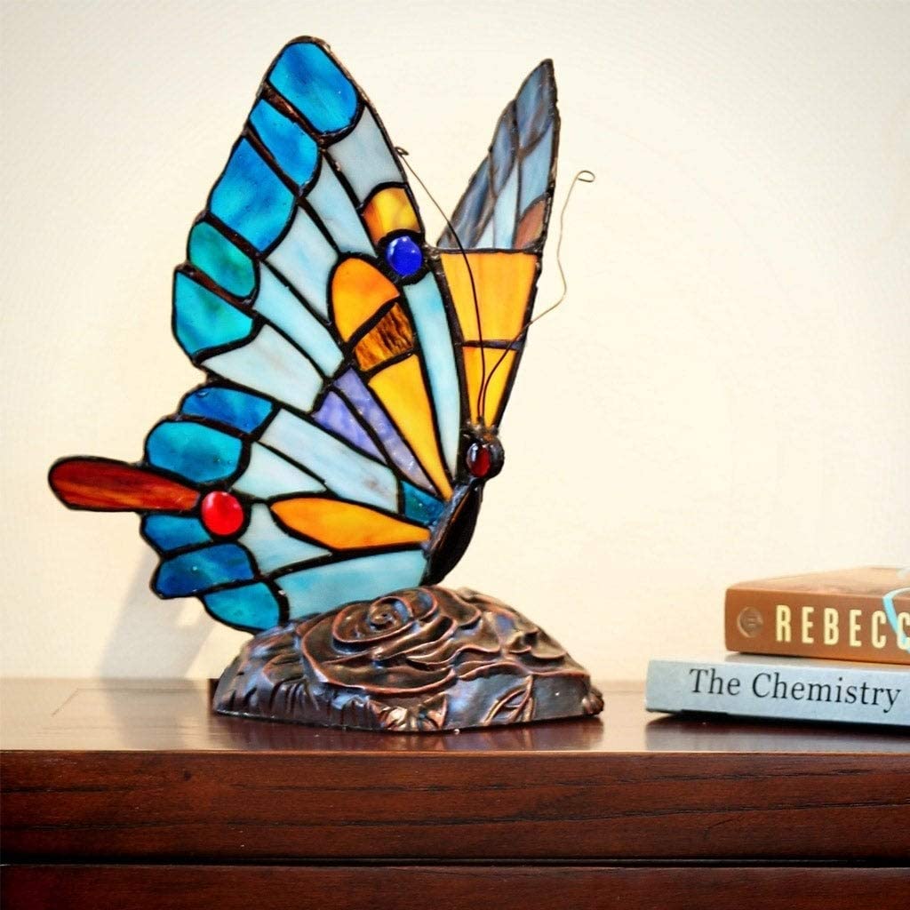Stained Glass 9 5 inch Tiffany Flying Butterfly Accent