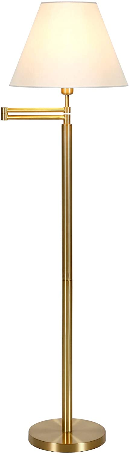 Moby Swing Arm Brass Finish Floor Lamp Empire Shade Modern Contemporary