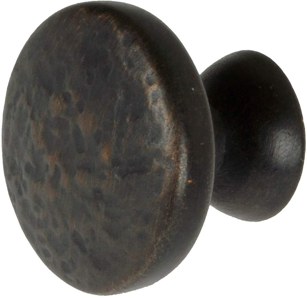 5 Pack 1 1/8 Rubbed Bronze Round Hammered Cabinet Knobs Oil Rustic Zinc Finish - Diamond Home USA