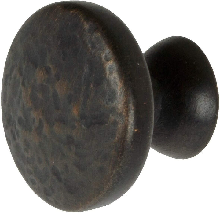 5 Pack 1 1/8 Rubbed Bronze Round Hammered Cabinet Knobs Oil Rustic Zinc Finish - Diamond Home USA