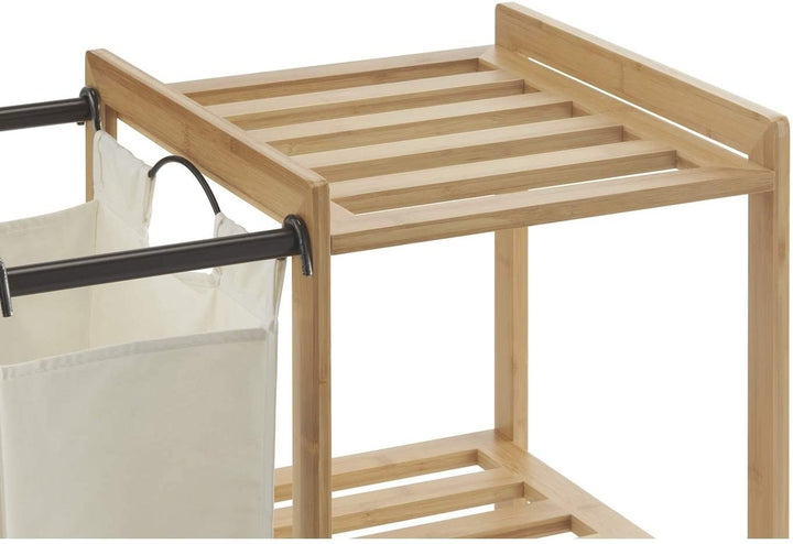 MISC 3 Bag Bamboo Laundry Station White Wood
