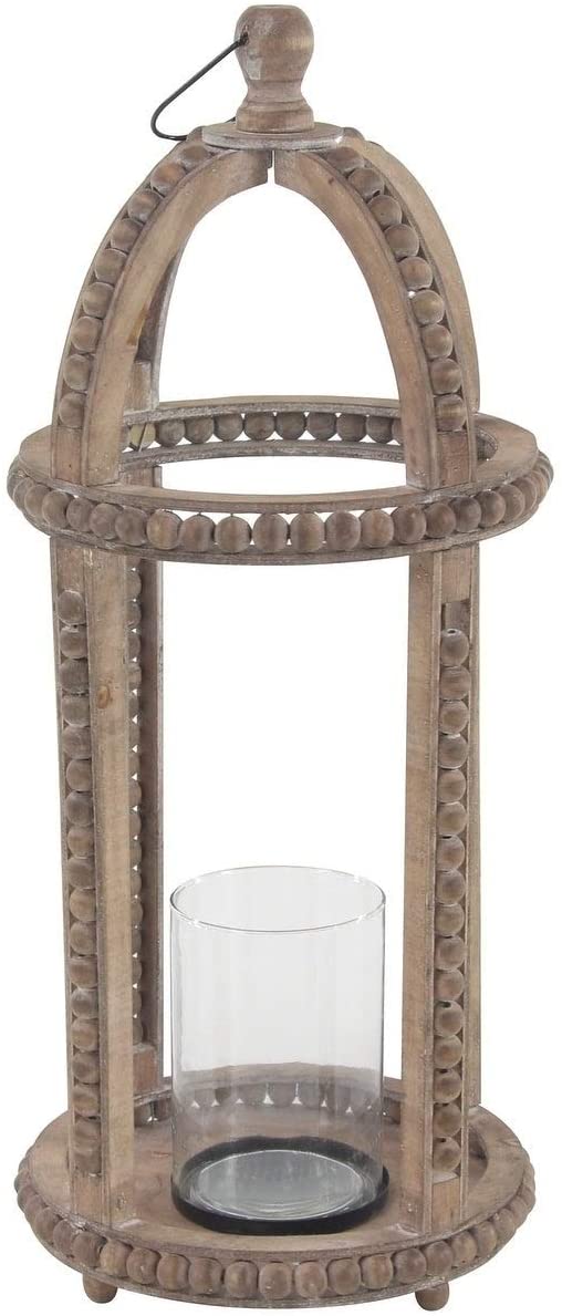 Rustic 29 X 13 Inch Cage Wood Lantern Glass Candle Holder Brown - Diamond Home USA