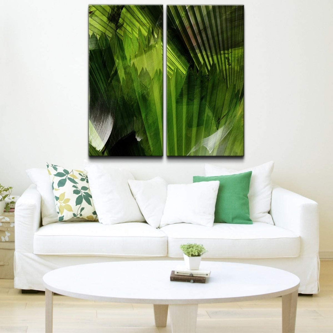 Abstract Palm Leaves' 2 Piece Oversized Canvas Wall Art