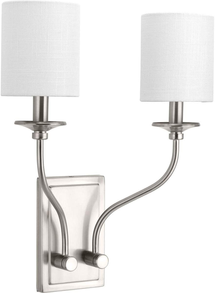 2 Light Brushed Nickel Sconce Grey Glam