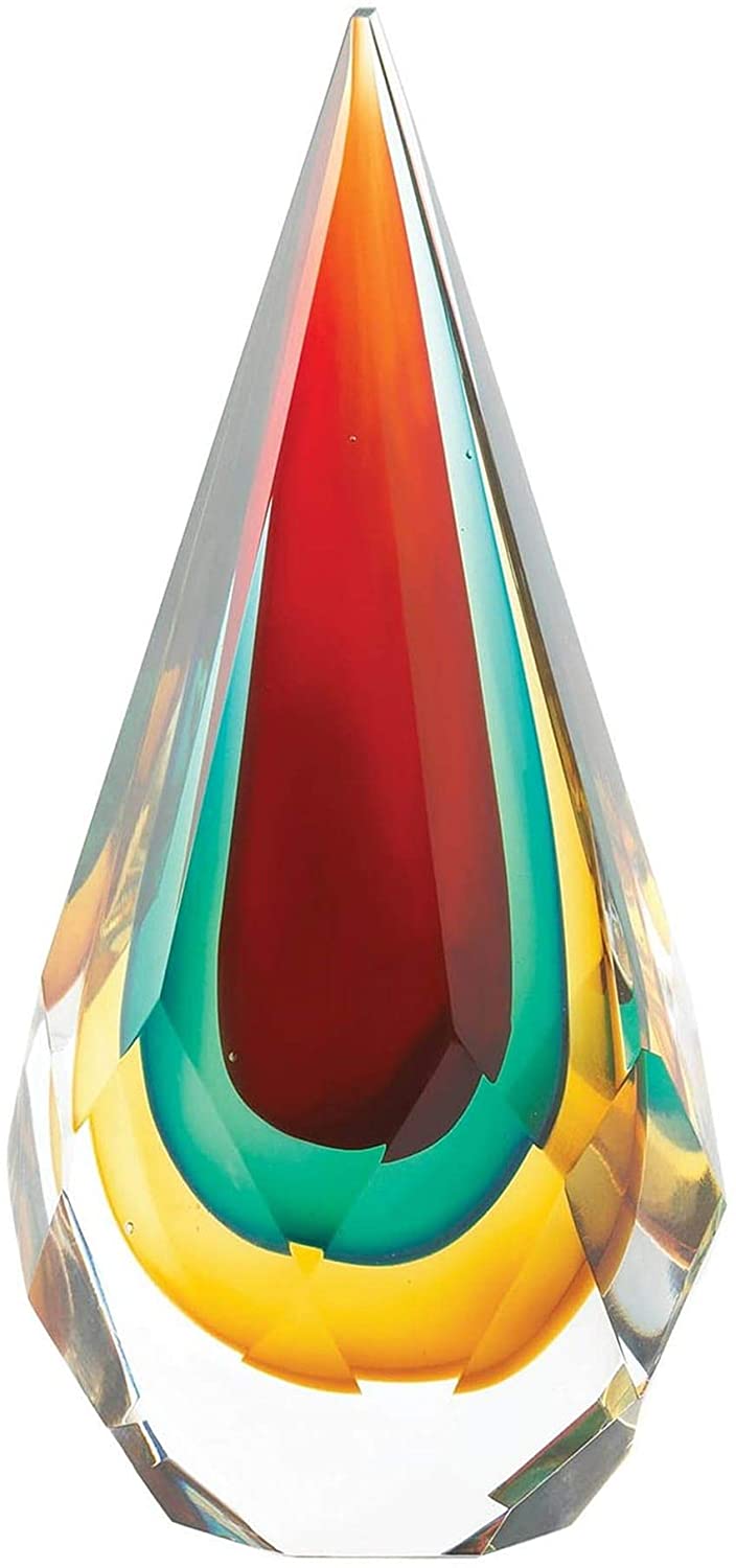 Color Glass Sculpture Gold Green Red