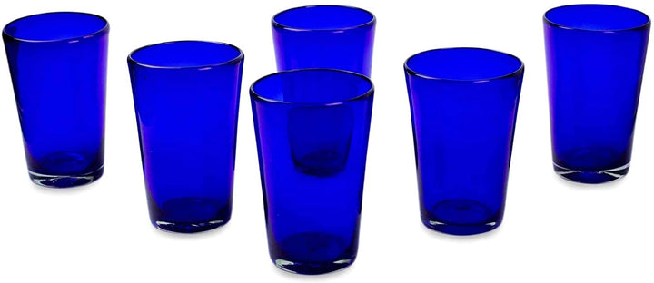 Handmade Blue Angle Glasses Cobalt Angles Drinking