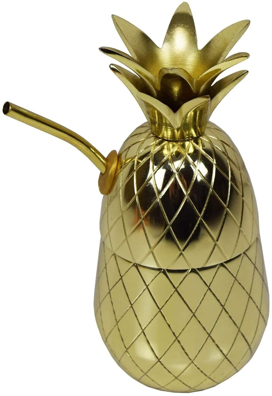 Brass Gold Pineapple Tumbler Shaker Mug Straw Rubber Seal