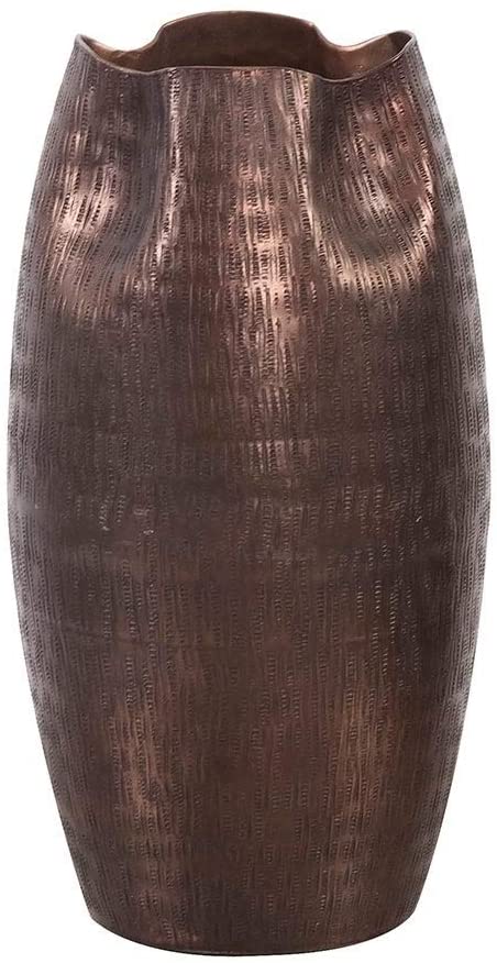 Textured Deep Copper Aluminum Pinched Top Vase Small
