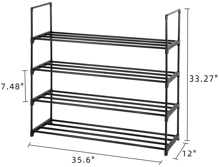 4 Tiers Shoe Rack Tower Shelf Storage Organizer Closet Black Iron Backed - Diamond Home USA
