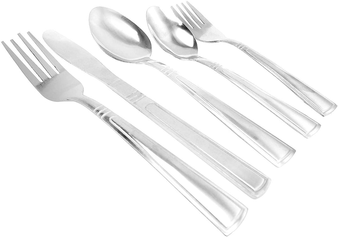 24 Piece Flatware Set Silver Stainless Steel - Diamond Home USA