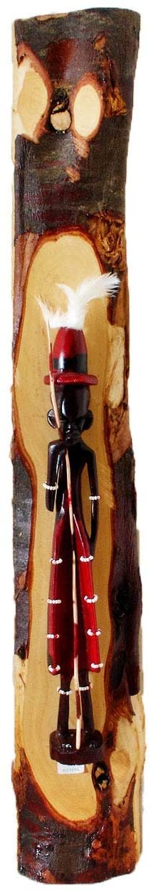 Handmade Safari Shadow Plaque Wood Bark Maasai Man (Kenya)