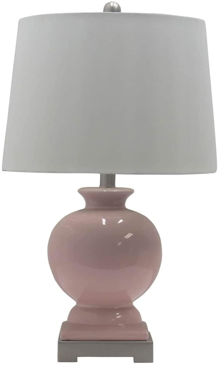 24 Blush Ceramic Table Lamp W/bs Base Pink