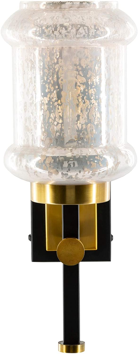 White Antiqued Glass 1 Light Wall Sconce 10" h X 6" w 6" d