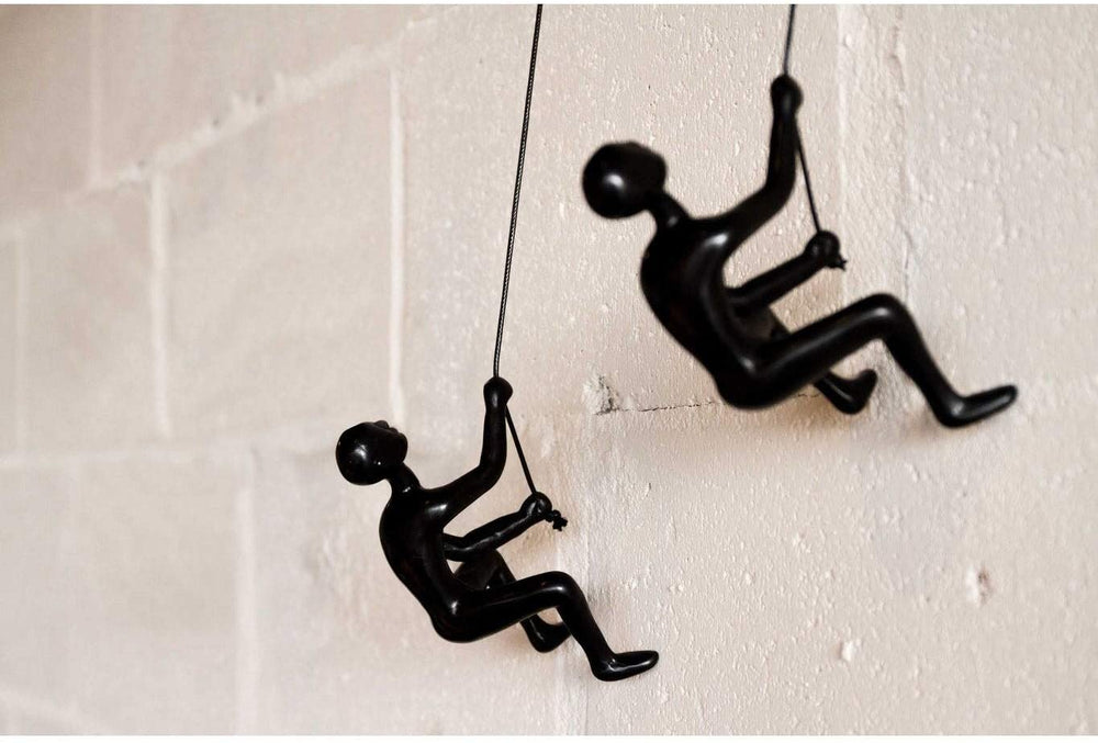 6" X 3" Resin Black 2 Pack Climbing Man Modern Contemporary - Diamond Home USA