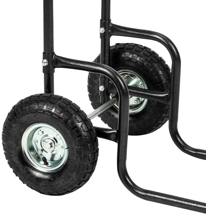 Firewood Cart Large Wheels Fireplace Log Rolling Caddy Wood Black Metal - Diamond Home USA