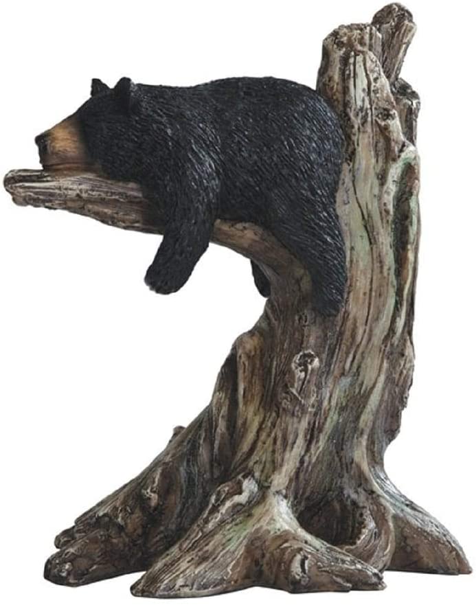 9" h Black Bear Sleeping Tree Figurine