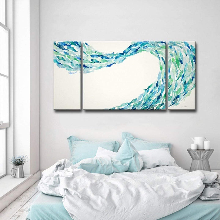 by Jr 3 Piece Wrapped Canvas Wall Art Set Blue Green White