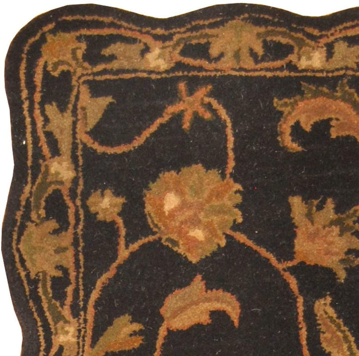 Handmade Wool Runner (India) 2' X 7' Green Oriental Traditional Rectangle Natural Fiber Latex Free