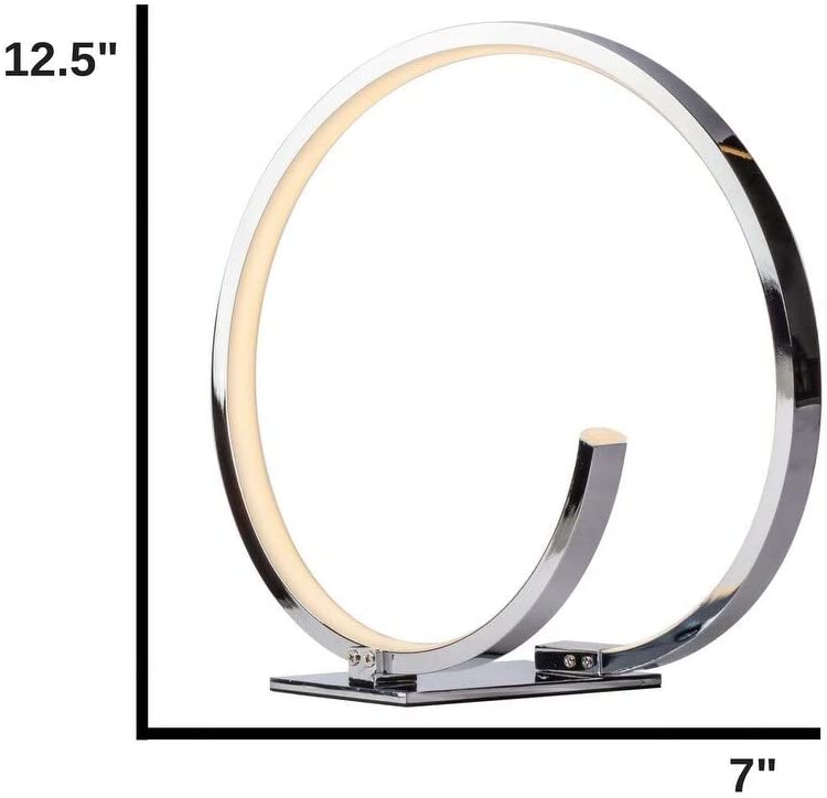 Circular Led Table Lamp Silver Modern Contemporary Chrome Bulbs Included - Diamond Home USA