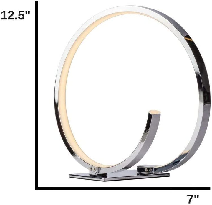 Circular Led Table Lamp Silver Modern Contemporary Chrome Bulbs Included - Diamond Home USA
